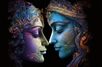 Abstract Ornate Radha Krishna Canvas wall art print | PrintPosters.in
